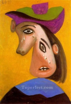 Tete de femme en pleurs 1939 Cubist Oil Paintings